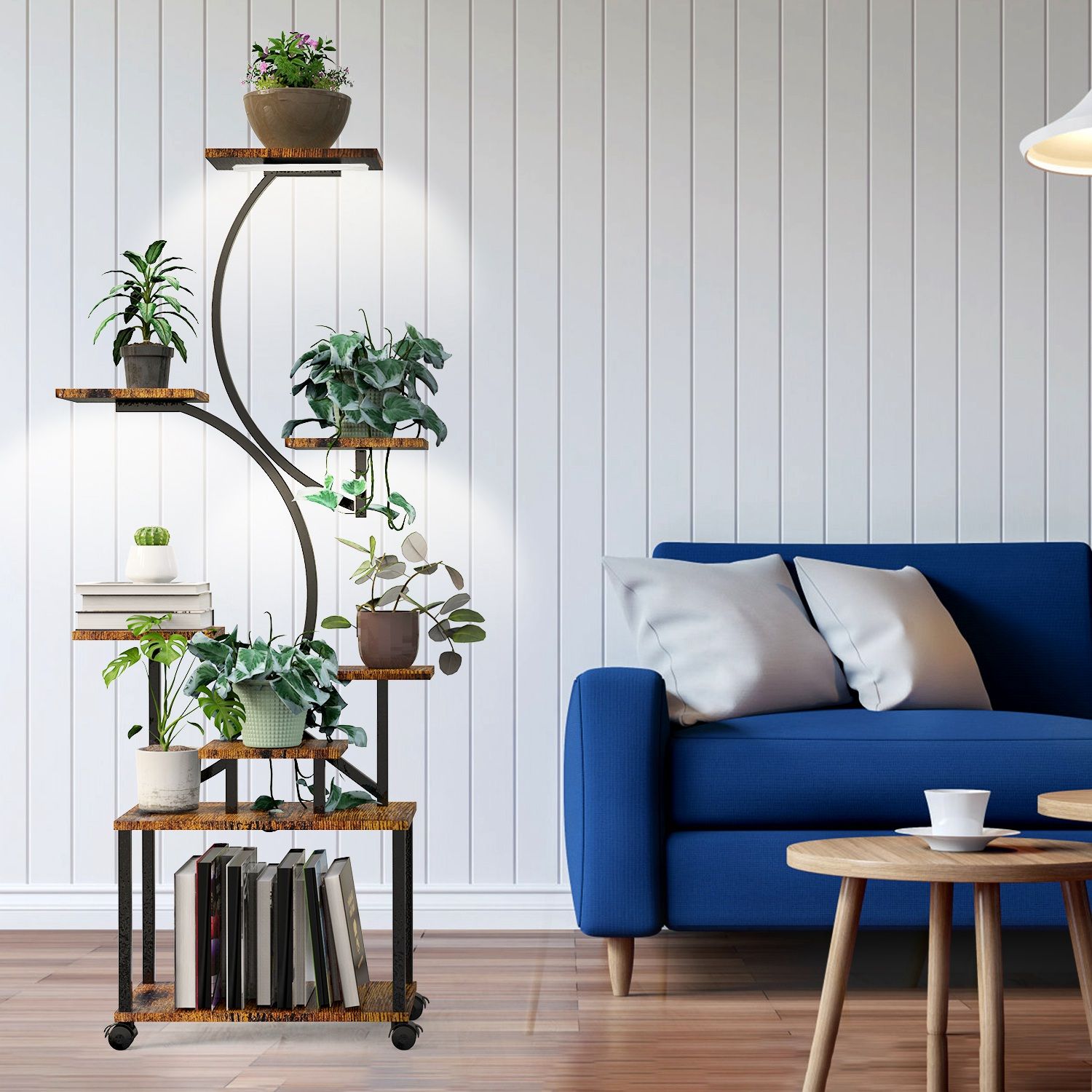 8 Tiered Plant Stand Indoor With Grow Lights S-shaped Lighted Plant Shelf 61.42in Plant Tower with 4 Lockable Wheels for Living Room Patio 8 Tiered Plant Stand Indoor With Grow Lights S-shaped Lighted Plant Shelf 61.42in Plant Tower with 4 Lockable Wheels for Living Room Patio