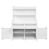 TOPMAX 65inch Garden Potting Bench Table, Fir Wood Workstation with Storage Shelf, Drawer and Cabinet, White