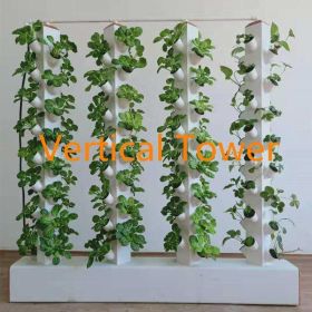 Greenhouse Hydroponics Towers 7 Layers 4 Towers 112 Holes Outdoor &Indoor NFT Vertical Growing System Aeroponics Kit for Vegetables