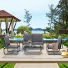 Outdoor Deep Seating Conversation Sofa Set, 4-Pieces Patio Metal Furniture with Dark Gray Cushions