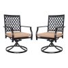 Outdoor Swivel Chairs Set of 2 Patio Metal Dining Rocker Chair with Cushion Surports 300 lbs for Garden Backyard Poolside; Black (2pcs Black-Lattice)