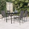 5 Piece Patio Dining Set Gray and Black