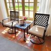 Outdoor Swivel Chairs Set of 2 Patio Metal Dining Rocker Chair with Cushion Surports 300 lbs for Garden Backyard Poolside; Black (2pcs Black-Lattice)