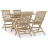 5 Piece Patio Dining Set Gray Solid Wood Teak