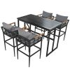 Steel Outdoor Dining Set with Acacia Wood Armrest Suitable For Patio; Balcony Or Backyard