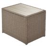 Outdoor 6-Piece Garden Furniture Set, PE Wicker Rattan Sectional Sofa Set with 2 Tea Tables, Brown Wicker+Beige Cushion