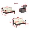 3 Piece Patio Sectional Wicker Rattan Outdoor Furniture Sofa Set with Storage Box Brown