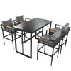 Steel Outdoor Dining Set with Acacia Wood Armrest Suitable For Patio; Balcony Or Backyard