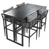 Steel Outdoor Dining Set with Acacia Wood Armrest Suitable For Patio; Balcony Or Backyard