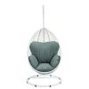 ACME Simona Patio Swing Chair with Stand in Green Fabric & White Wicker 45032