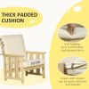 Patio Furniture Set, Wood Outdoor Patio Chair with Ottoman, 2 Piece Cushioned Outdoor Lounge Chair, Sofa Chair with Footrest, Beige