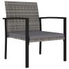 7 Piece Patio Dining Set Poly Rattan Gray